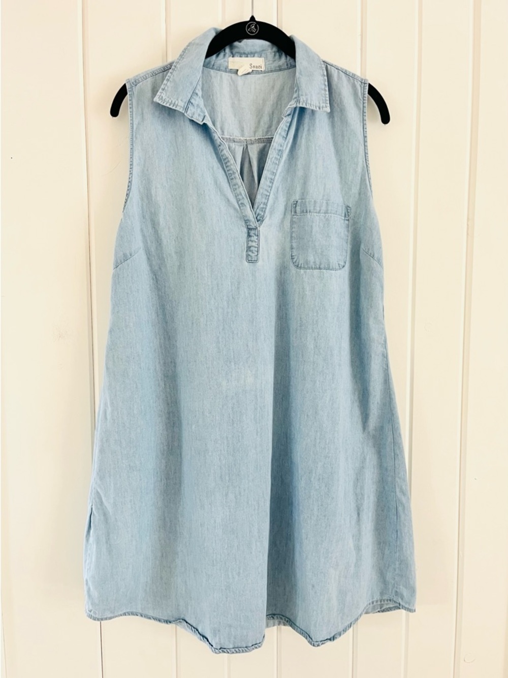 Sauci Light Blue Chambray Mini Shift Dress, M